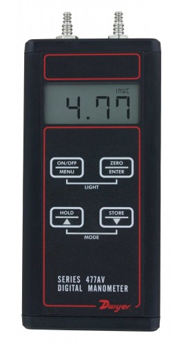 Dwyer 477AV-000 Digital Manometer, 0 to 1 in w.c.-