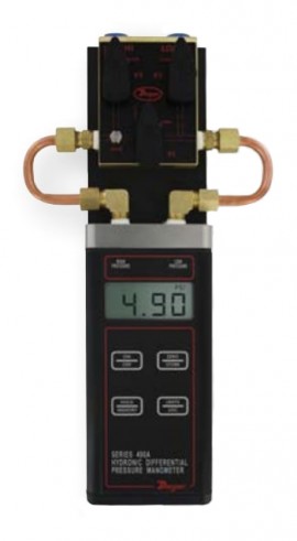 Dwyer 490A-3-3V Wet/Wet Handheld Hydronic Differential Pressure Manometer with 3-way vent valve, 0 to 50 psi-