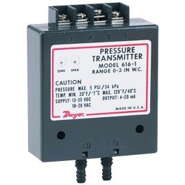 Dwyer 616C-3B Differential Pressure Transmitter (1.5-0-1.5"w.c.) with 1% Accuracy-