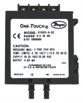 Dwyer 616KD-07 Differential Pressure Transmitter, 0 to 25 in w.c.-
