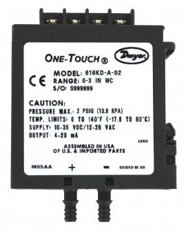 Dwyer 616KD-14 Differential Pressure Transmitter, 0 to 2500 Pa-