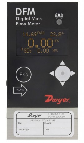 Dwyer DFM-26010-V-ALA2 Digital Flow Meter, 0 to 200 ml/min-