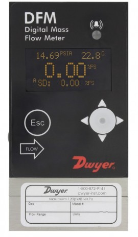 Dwyer DFM-56100-V-DLA2 Digital Flow Meter, 0 to 100 l/min-