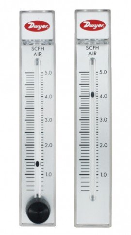 Dwyer RMB-53D-SSV Flow Meter, 5" Scale, 10-100 SCFH/5-50 LPM Air, SS Valve-