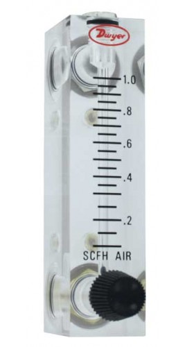 Dwyer VFA-27-BV Flow Meter, 2&quot; Scale, 10-100 LPM Air, Brass Valve-