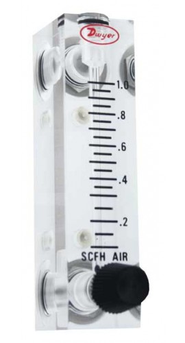 Dwyer VFA-27-SSV Flow Meter, 2&quot; Scale, 10-100 LPM Air, SS Valve-
