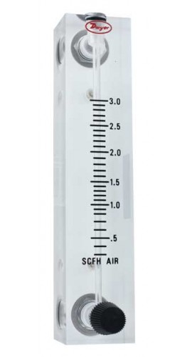 Dwyer VFB-60-SSV-PF Flow Meter, 4&quot; Scale, 100-1000 CC/Min Air, SS Valve, Pointer Flag-
