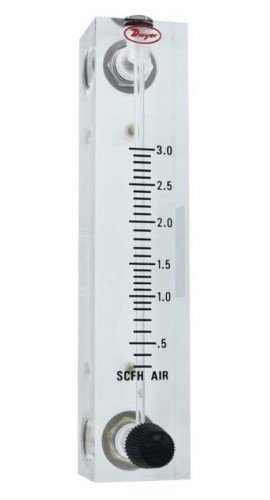 Dwyer VFB-90-BV Flow Meter, 4&quot; Scale, 0.3-3 SCFM Air, Brass Valve-