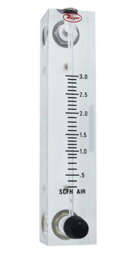 Dwyer VFB-91-BV Flow Meter, 4" Scale, 1-10 SCFH Air, Brass Valve-