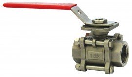 Dwyer WE02-EHD00 3-Piece Stainless Steel Ball Valve, 1", Manual Hand Lever-