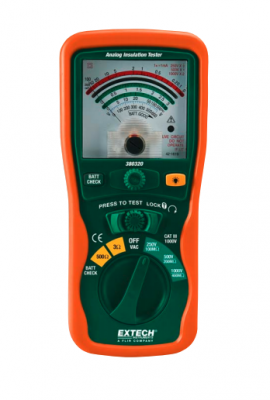Extech 380320 Analog High Voltage Megohmmeter, 250 V/500 V/1000 V-
