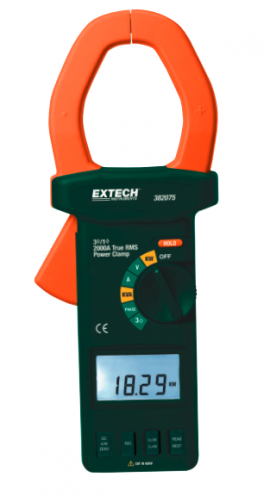 Extech 382075 True RMS AC/DC 3-Phase Clamp-on Power Analyzer, 2000A -