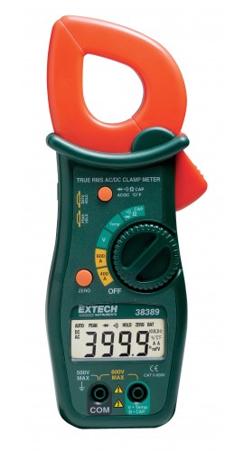 Extech 38389 True RMS Clamp Meter, 600A AC/DC-