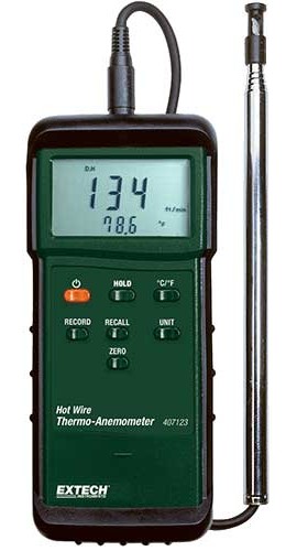 Extech 407123-NIST Heavy Duty Hot Wire Thermo-Anemometer, 7ft. Telescoping Probe,  -