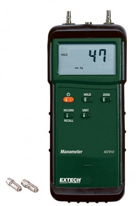 Extech 407910-NIST Heavy Duty Differential Pressure Manometer, 29 PSI,  -