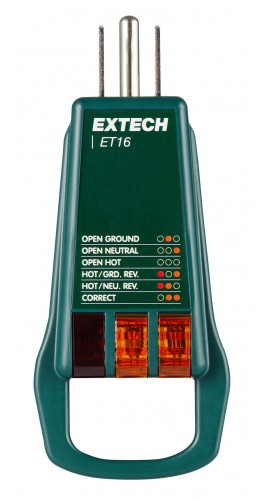Extech ET Series Receptacle Tester for type B electrical outlets-
