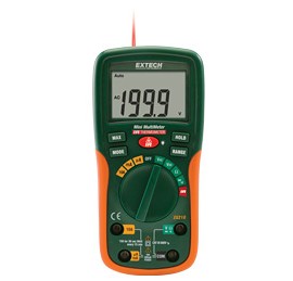 Extech EX210-NISTL Mini Digital Multimeter with IR Thermometer, 600V AC/DC, with Limited NIST Traceable Certificate-