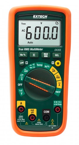 Extech EX355 TRMS Multimeter with Temperature &amp; NCV, 12 Functions-
