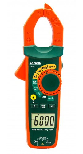 Extech EX650 True RMS AC Clamp Meter with NCV, 600A-