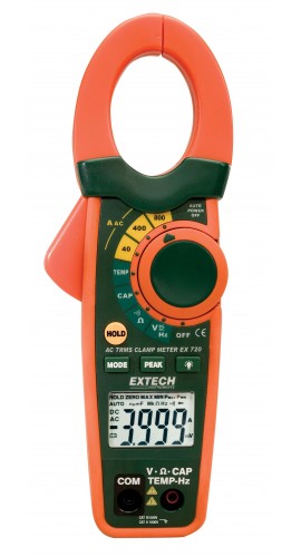 Extech EX720 True RMS Clamp Meter, 800A-