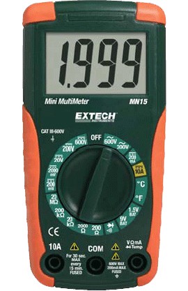 Extech MN16A Multimeter, Compact Autoranging, 600V-