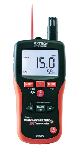 Extech MO290 Pinless Moisture Psychrometer with IR Thermometer-
