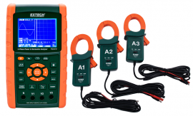 Extech PQ3470-12 3-Phase Power/Harmonics Analyzer/Data Logger with set of 3 CTs, 1200 A-
