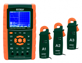 Extech PQ3470-2 3-Phase Power/Harmonics Analyzer/Data Logger with set of 3 CTs, 200 A-