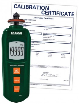 Extech RPM40-NIST Contact/Photo Tachometer, -