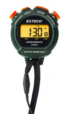 Extech STW515-NIST Stopwatch/Clock with Backlit Display, -