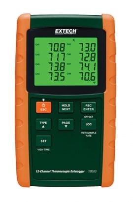 Extech TM500-NIST 12-Channel Data Logging Thermometer,-