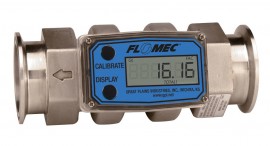 FLOMEC G2S07TQ9GMA Stainless Steel Tri-Clover Sanitary Flowmeter, 2-20 GPM, 3/4in-