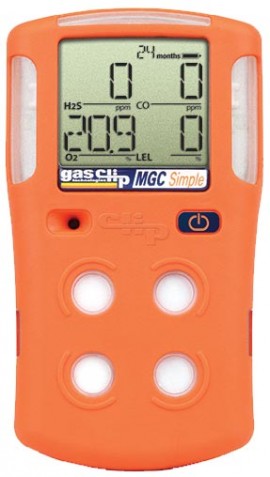 Gas Clip MGC-S Multi-Gas Detector, H&lt;sub&gt;2&lt;/sub&gt;S/CO/O&lt;sub&gt;2&lt;/sub&gt;/LEL, two-year-