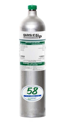 Gas Clip SGC-H2S-60 H&amp;#8322;S Calibration Gas Cylinder, 25 ppm H&amp;#8322;S/N&amp;#8322;, 15.85 Gal-
