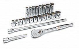 GearWrench 80707 &amp;frac12;&amp;quot; Drive 6-Point Standard and Deep SAE Mechanics Tool Set, 23-piece-