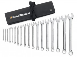 GearWrench 81917 12-Point Long Pattern Combination SAE Wrench Set, 18-piece-