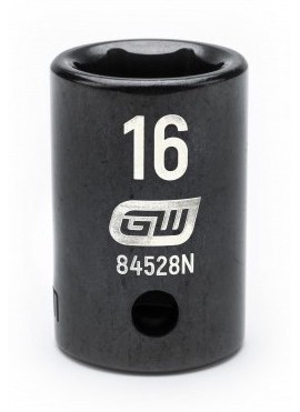 GearWrench 84528N &amp;frac12;&amp;quot; Drive 6-Point Standard Impact Metric Socket, 16 mm-