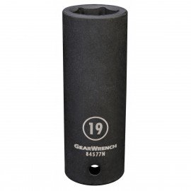 GearWrench 84577N &amp;frac12;&amp;quot; Drive 6 Point Deep Impact Metric Socket, 19 mm fastener-