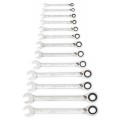 GearWrench 9509N 12-Point Reversible Ratcheting Combination SAE Wrench Kit, 72-tooth, 13-piece-