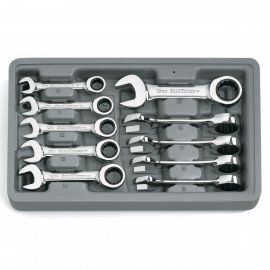 GearWrench 9520D 12 Point Stubby Ratcheting Combination Metric Wrench Set, 10 pieces-