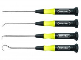 General Tools 60004 4-piece Precision Fixed Blade Probe Set for positioning wires and marking small surfaces-