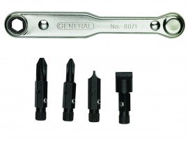 General Tools 8071 Five-Piece Ratcheting Offset Screwdriver Set with pass-through handle and 4&quot; length-