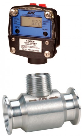 GPI GSCP-051751-5 Turbine Meter with Sanitary Clamp, Standard Display, 0.8-6 GPM-