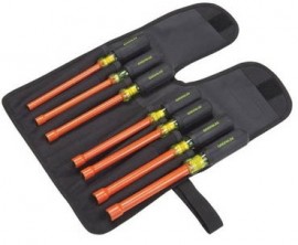 Greenlee 0253-03NH-INS 7-Piece Insulated Nut Holding Driver Kit, 6"-