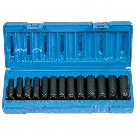 Grey Pneumatic 1203MD 12-Point Metric Socket Set, 3/8" drive, deep-