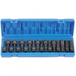 Grey Pneumatic 1598HC Hex Driver Set, ½" drive, fractional and metric-