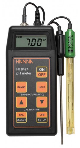 Hanna HI8424 Portable pH/mV Meter, Waterproof-