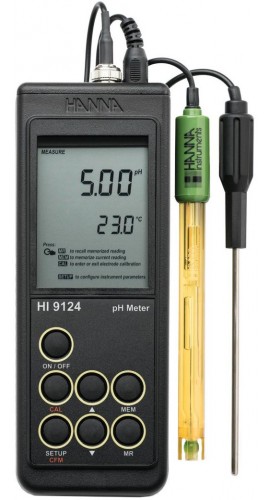 Hanna HI9124 Portable pH Meter, Waterproof-