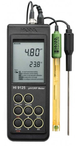Hanna HI 9125 Portable pH/mV Meter, Waterproof-