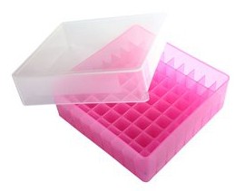 Heathrow Scientific HS120037 81-Well Microtube Storage Box, Pink-